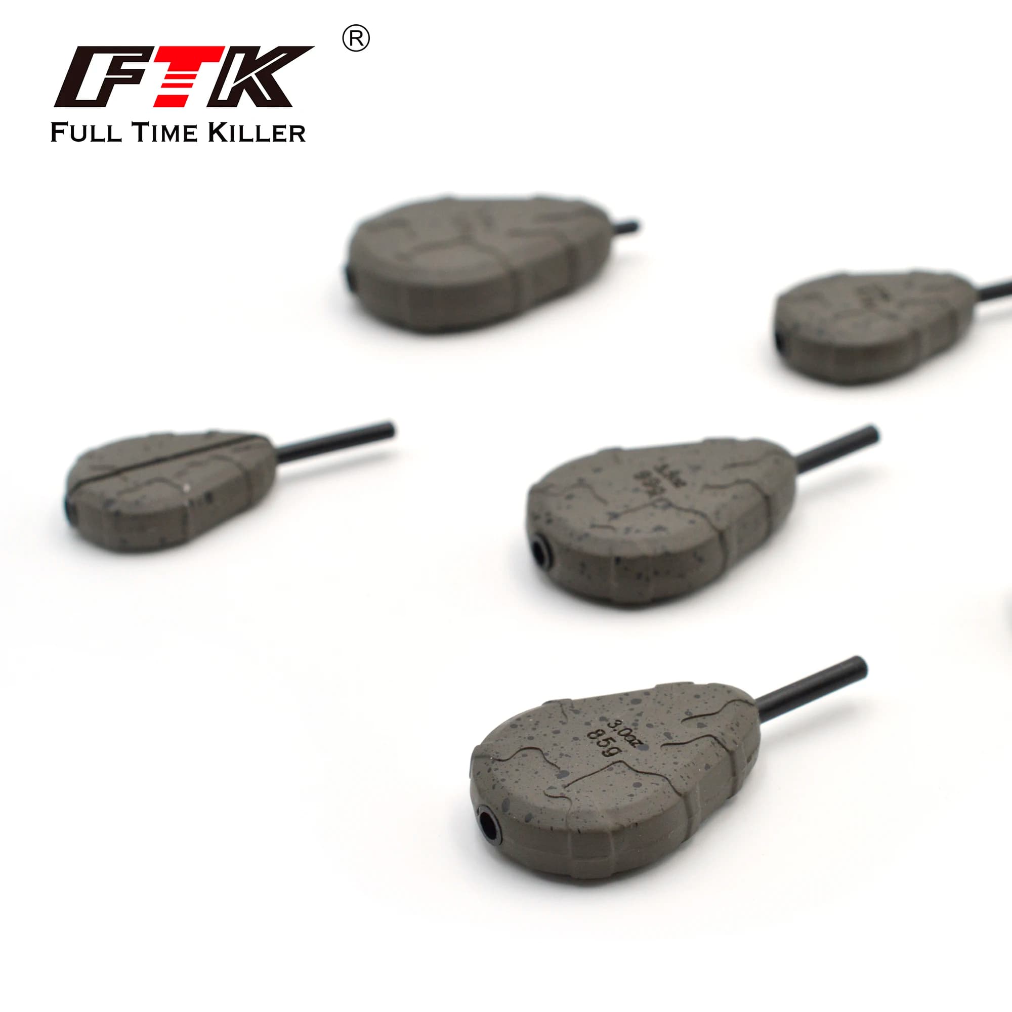 FTK 1.5oz-4.5oz 43g-128g Eco-Friendly Carp Fishing Weights, Inline Sinkers with Rubber Insert