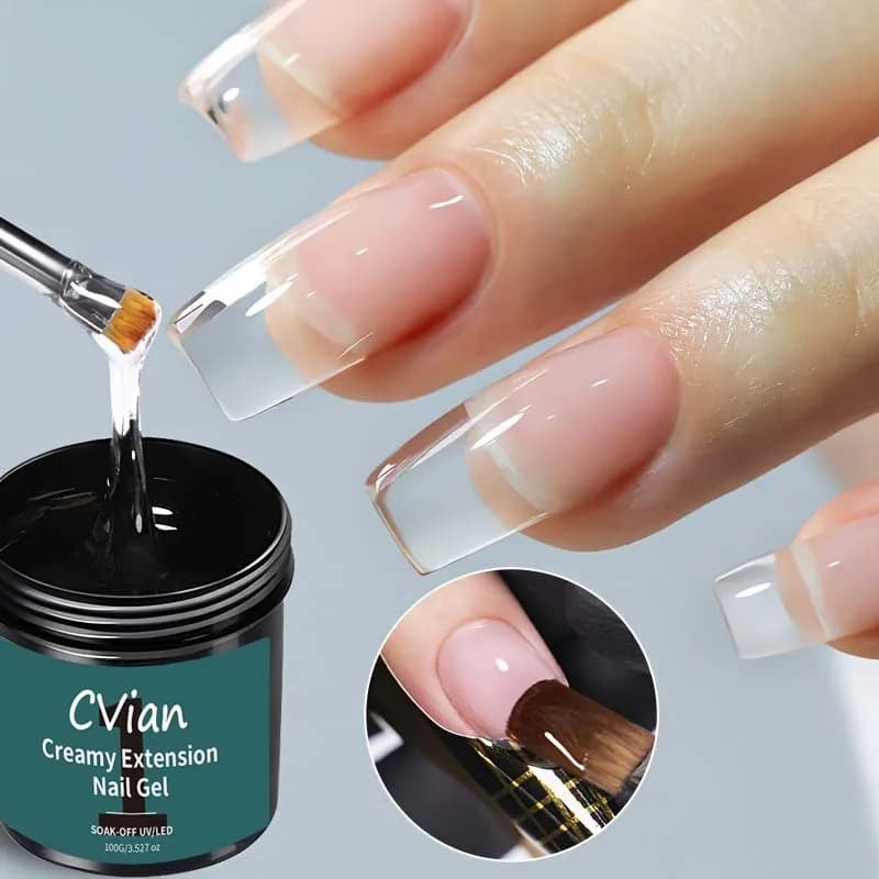 Gel per Estensione Unghie Cremoso 100G in Nude Trasparente Lattiginoso, Perfetto per Creare Nail Art Francese con Finitura Semi-Permanente
