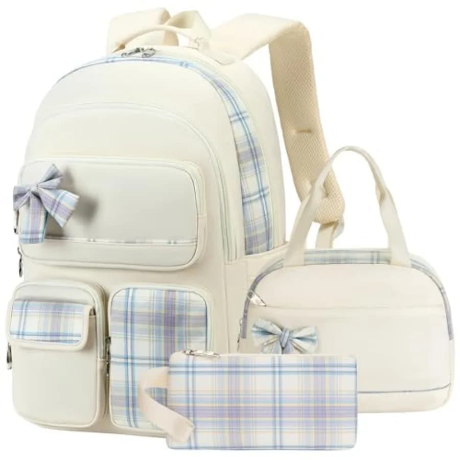 Zaino per ragazze 3 pezzi con borsa termica e astuccio, set zaino scuola per laptop da 15,6 pollici, per asilo, scuola elementare e università