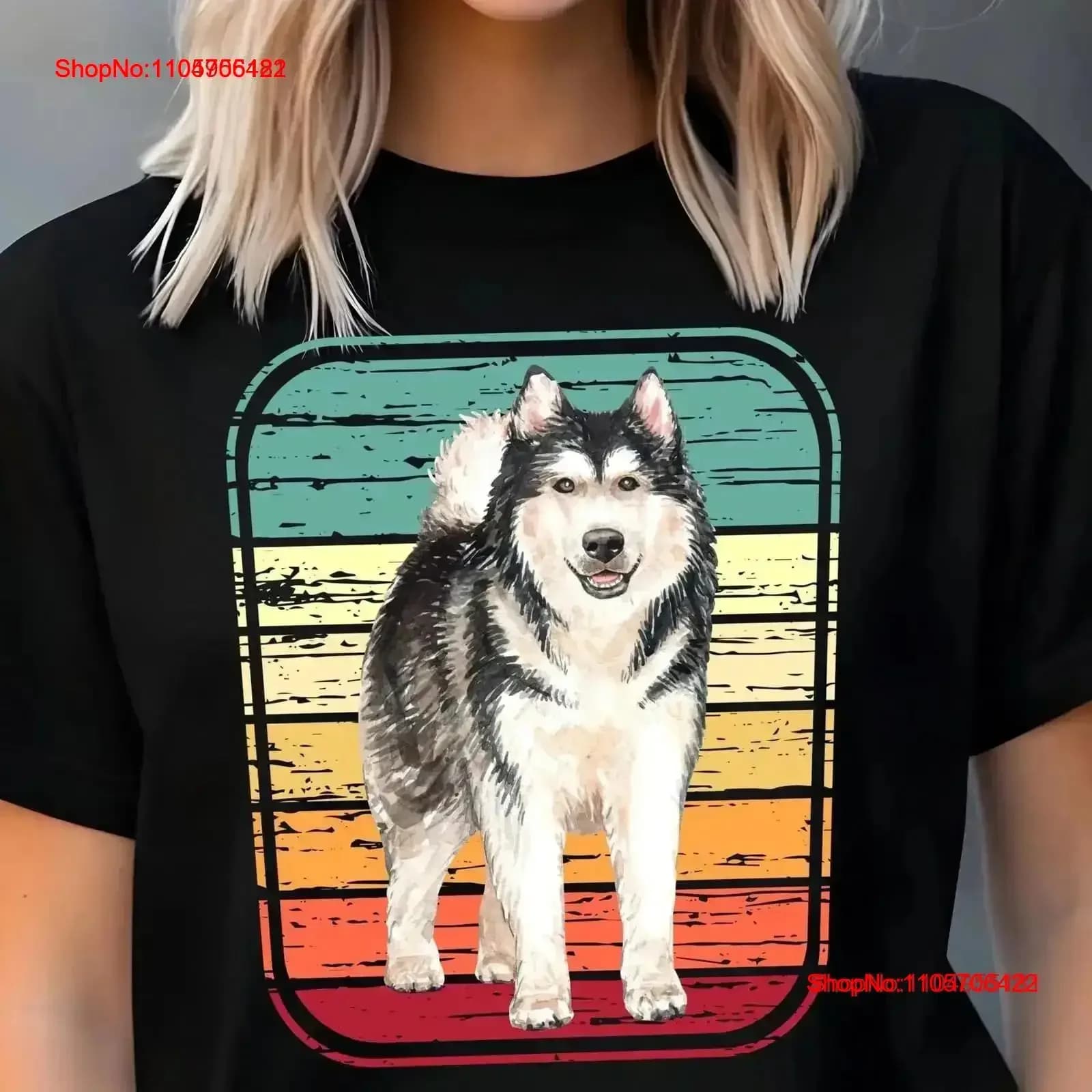 Alaskan Malamute T Shirt Dog Vintage for Him or Her Mom Dad Retro Distressed s Men and Women Washed homme vintage Washed