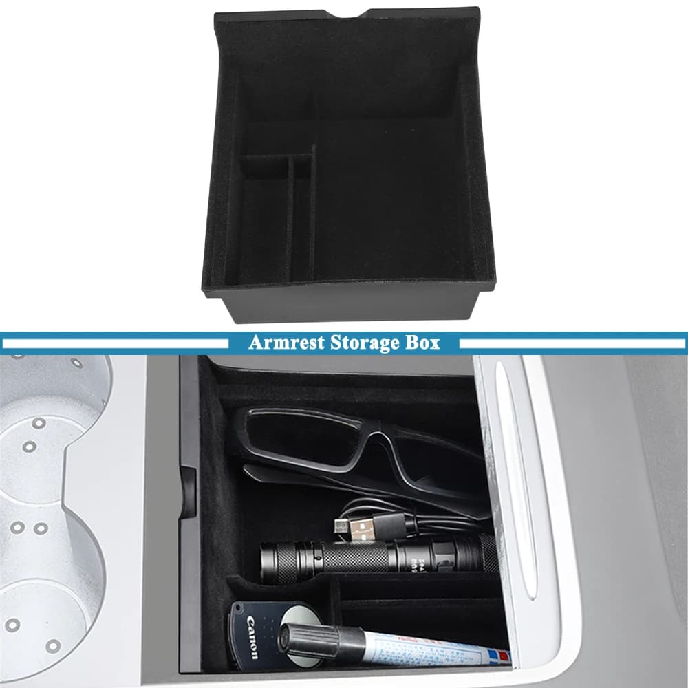 Vassoio portaoggetti per bracciolo console centrale, organizer a scomparsa a scorrimento per Tesla Model 3 2021-2025, accessori interni auto