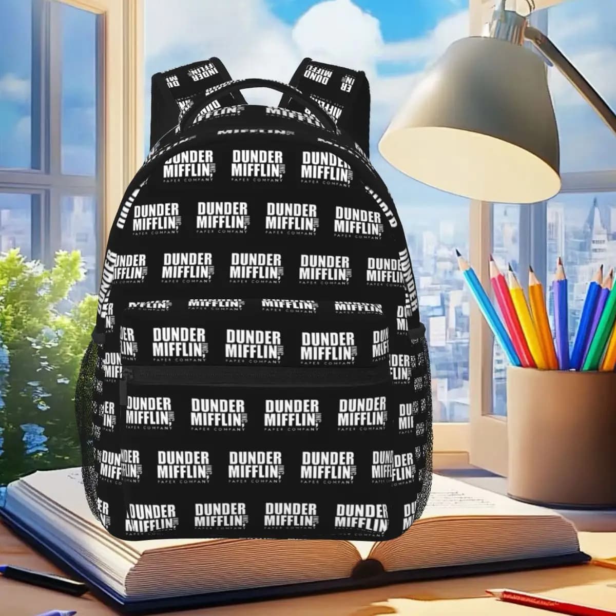 Zaino con logo Dunder Mifflin, borsa per libri per studenti, ragazzi e ragazze, borsa da scuola per bambini, borse a tracolla per laptop per uomini e donne