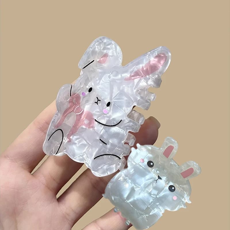 1pc new small rabbit clip with butterfly knot, super cute pink acetate shark clip, unique design hair accessory