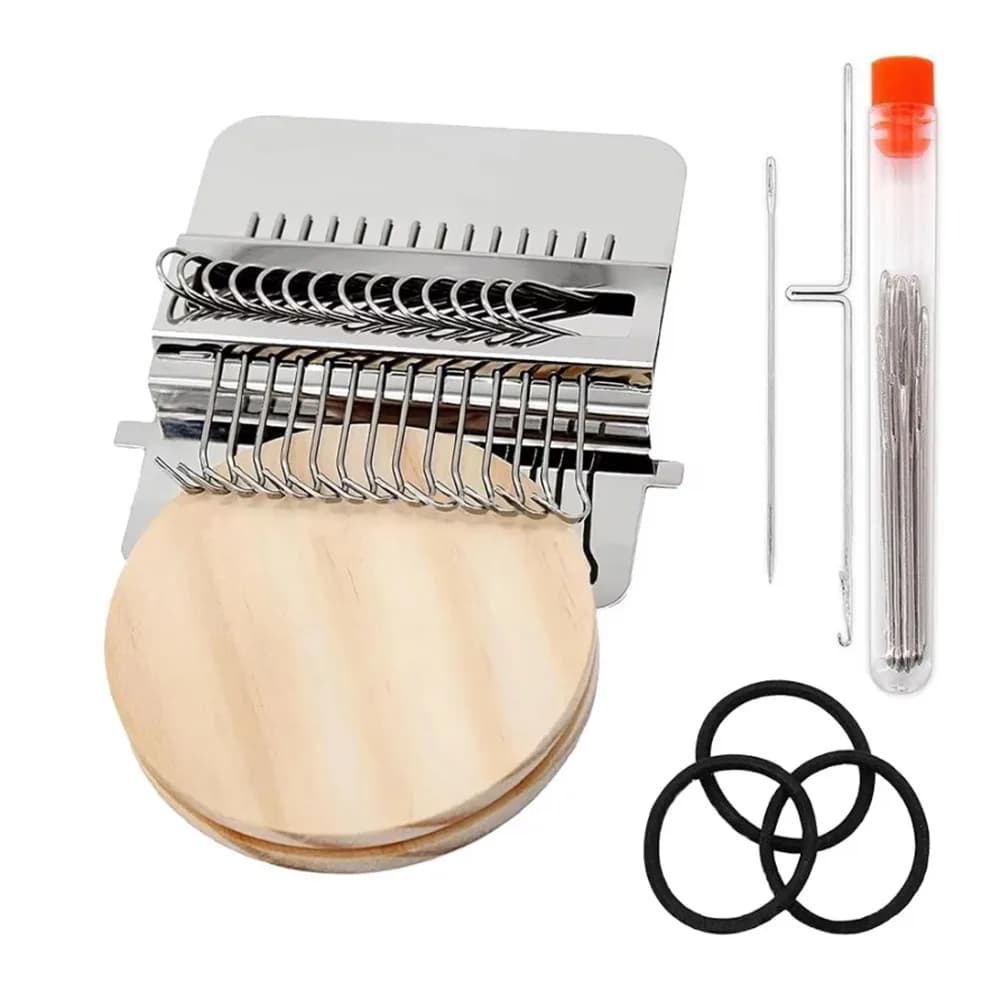 Wooden Frame Mini Loom Machine 12/14 Hook Metal Tool Darning Machine DIY Handcrafts Small Frame Small Looms Weaving Tool