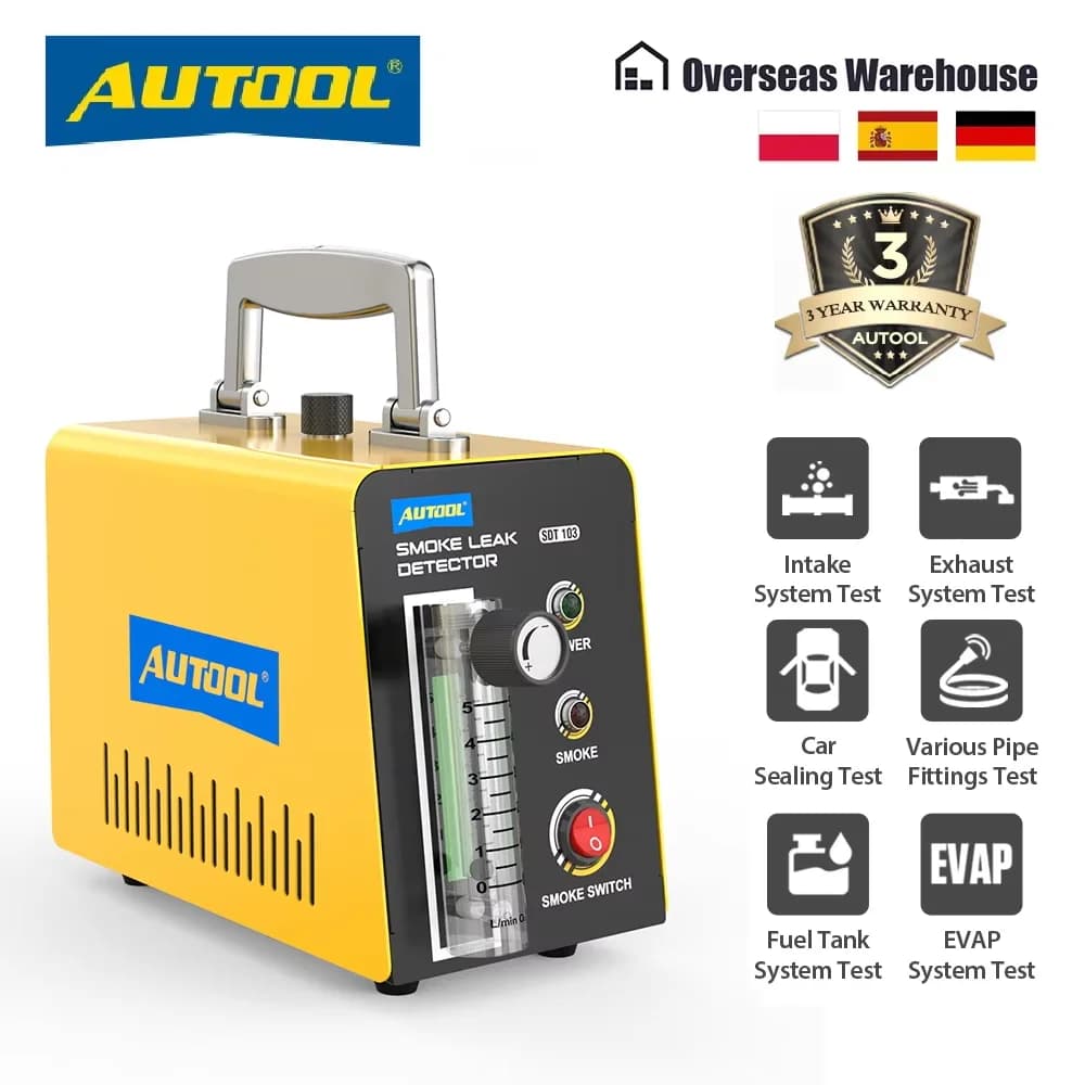 AUTOOL SDT103 Rilevatore di perdite per macchina del fumo Sistema EVAP Rilevatore di perdite per macchina del fumo automobilistica Strumento per tester di perdite di condotte dell'olio