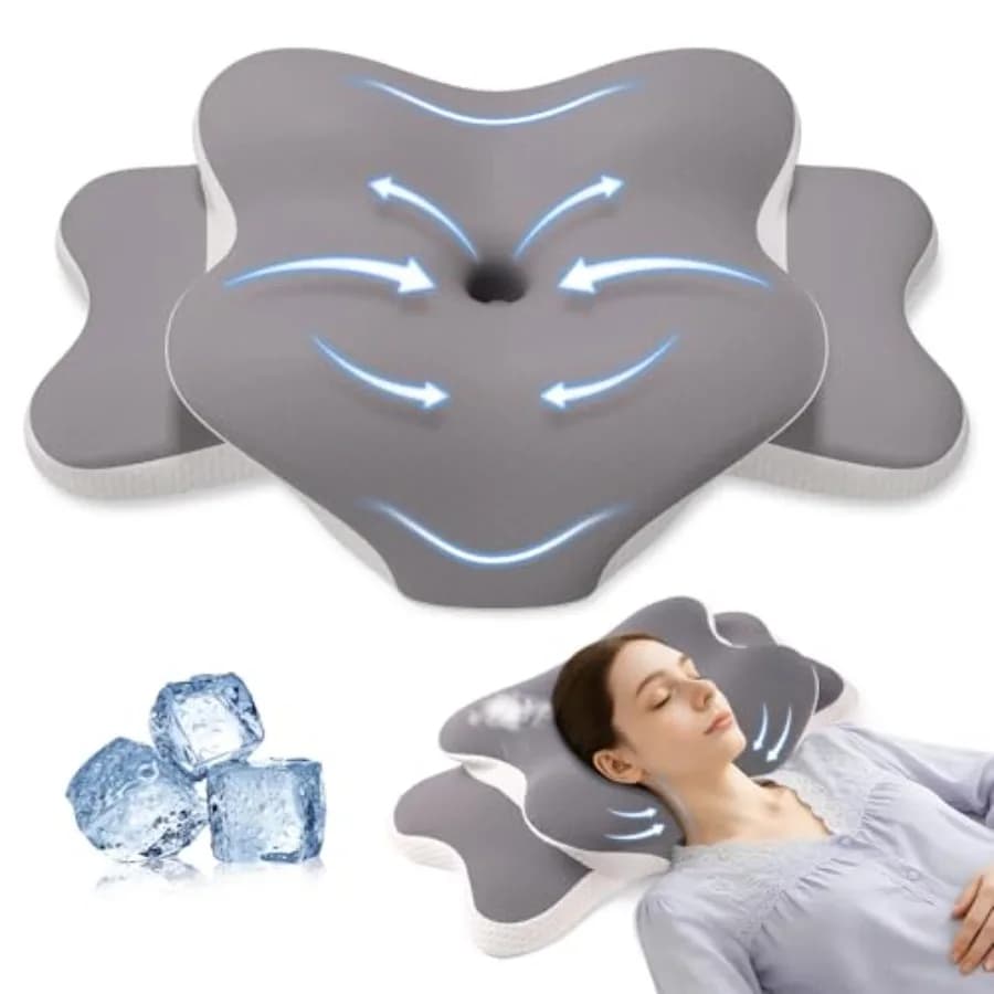 Cuscino per Apnea Notturna per Chi Dorme sul Fianco, Cuscino Cervicale per Alleviare il Dolore al Collo, Cuscino Ergonomico in Memory Foam con Effetto Rinfrescante