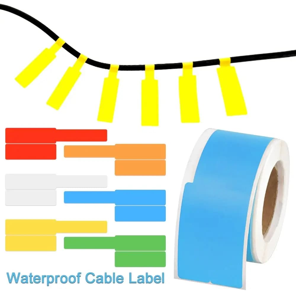 100 Pz 25*38 + 40mm Stampante Laser Adesivo Organizzatore di Rete Etichette per cavi Etichette per cavi Marcatura dei cavi Fascette Accessori per cablaggio