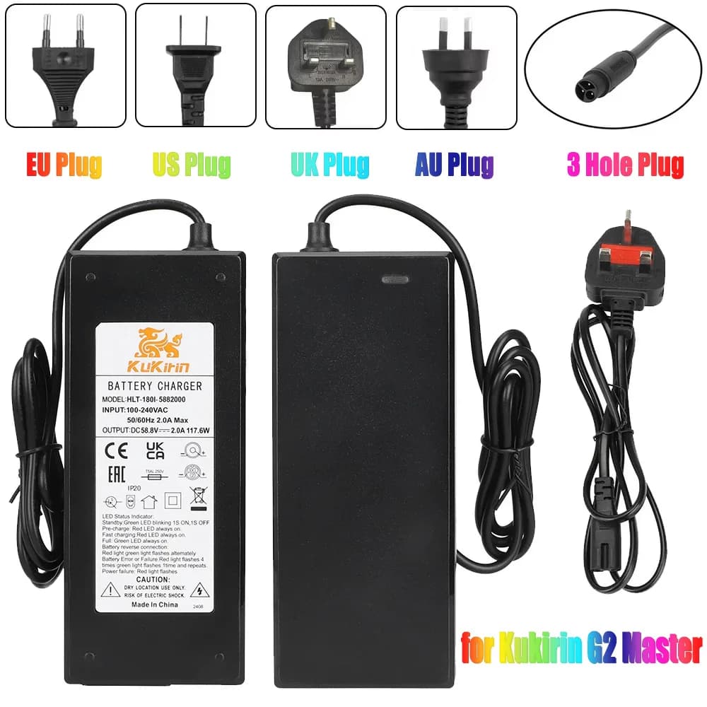 Original Kukirin 58.8V 2.0A Charger EU/US/UK/AU Plug for Kukirin G2 Master Electric Scooter Lithium Battery Charger Adapter Part