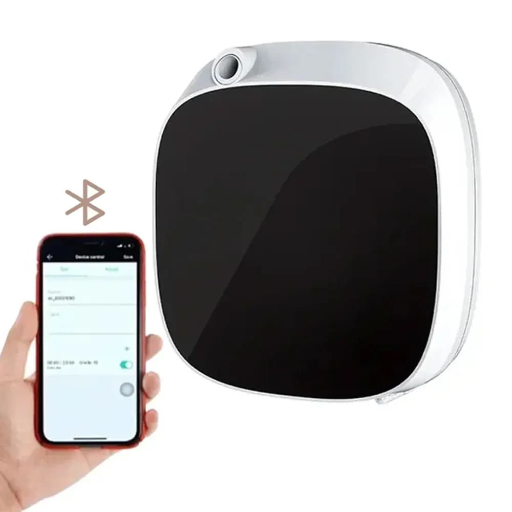 App intelligente Controllo Bluetooth Diffusore di oli essenziali Distributore di odori di fragranza montato a parete per WC elettrico a batteria