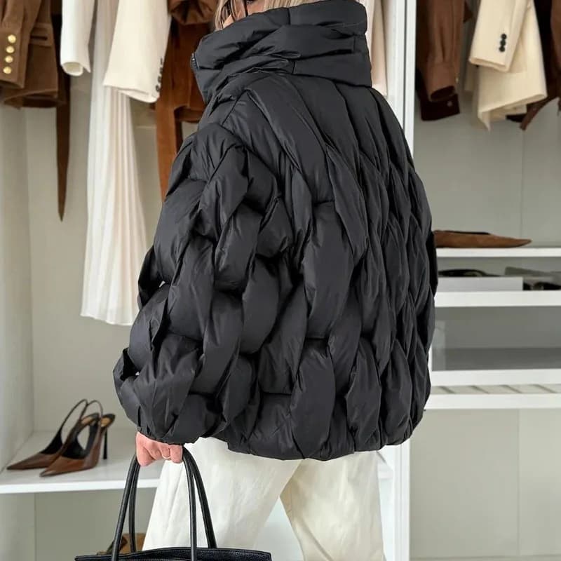 2025 Women's Casual Loose Commuter Coat Winter New Thick Warm Cotton Jacket Women's Elegant Stand Collar Long Sleeve Zipper Coat