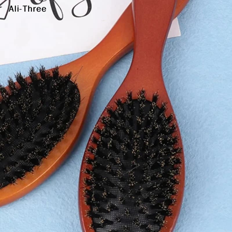 Hair brush with wild boar bristles Women's hair brush Wooden hair brush Districa brush for smoothing Hair combs Barber accessories