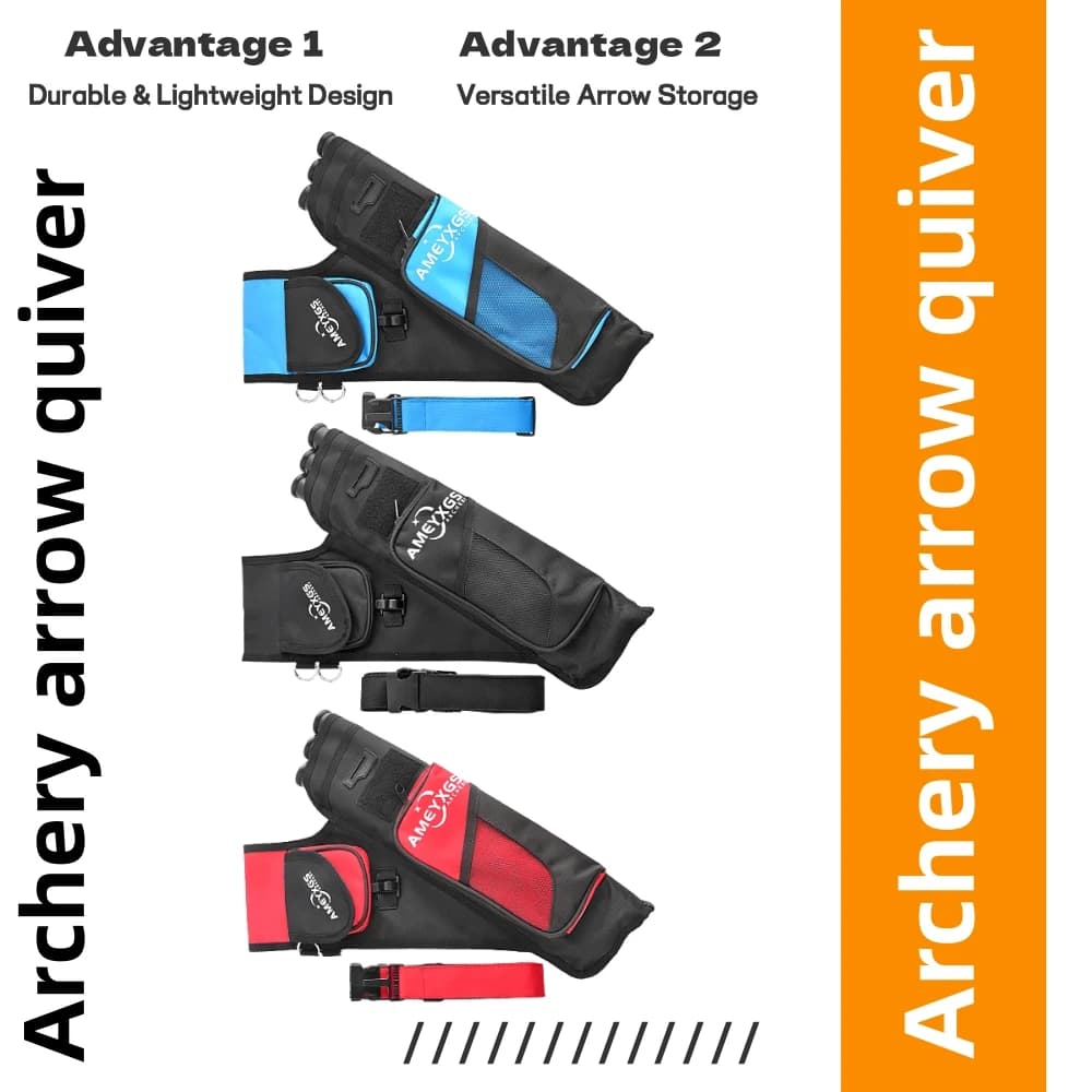 Portafrecce a 3 Tubi, Borsa per Frecce, Porta Frecce da Cintura Portatile, Cintura Regolabile per Caccia con l'Arco, Tiro al Bersaglio, Accessori