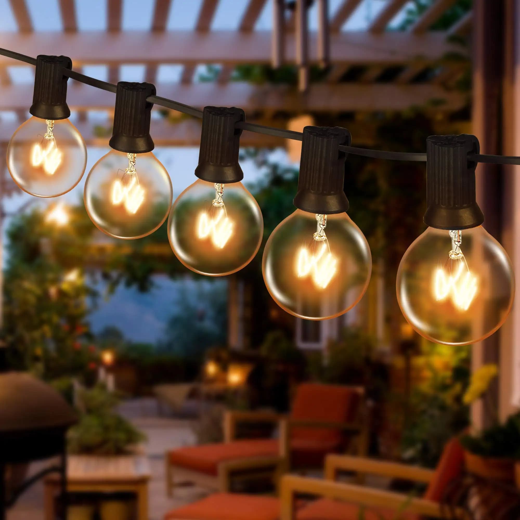 25FT Fairy String Light Party Garland String Light G40 lampadina a incandescenza in tungsteno catena luminosa decorativa per cortile all'aperto