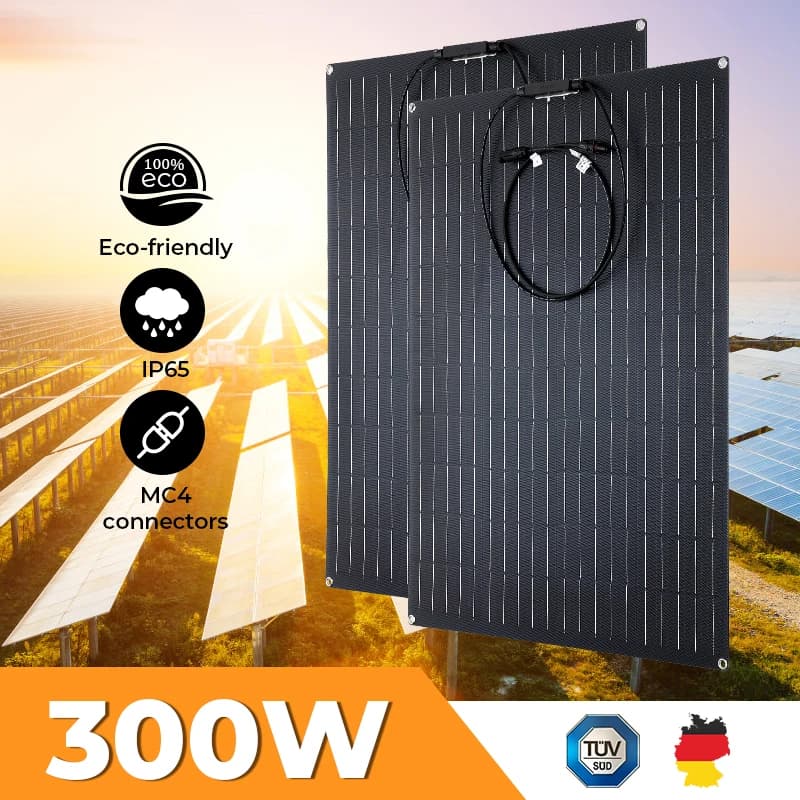 Kit pannello solare da 300W modulo fotovoltaico monocristallino flessibile carica ad alta efficienza per batteria da 12V per sistema Home RV Boat Off Grid