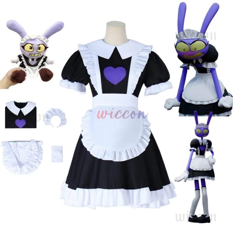 L'incredibile circo digitale Jax Maid Cosplay Cartoon Dress Halloween per ragazzi e ragazze