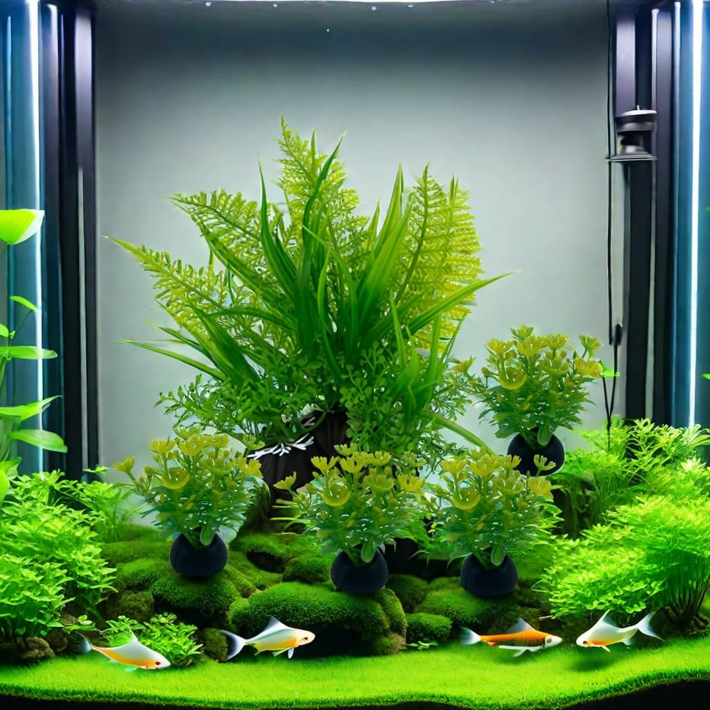 Set di 5 Ornamenti per Acquario, Piante Artificiali in Plastica, Erba Acquatica Simulata, Accessori Decorativi per Vasche dei Pesci