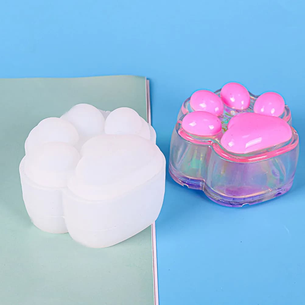 Stampo in silicone a forma di zampa di gatto per resina epossidica, contenitore per biscotti, stampo per cubetti di ghiaccio, barattolo e bottiglia