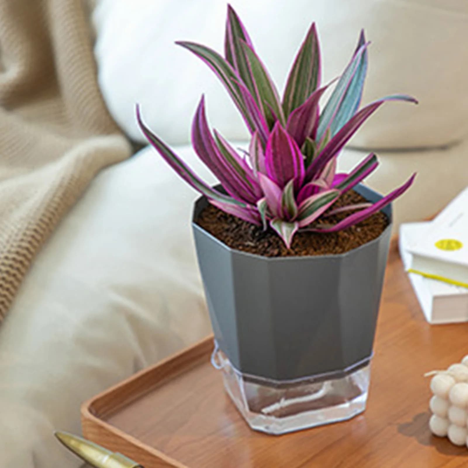 Automatic 26,5 cm Hydroponic Vase, Double-layered Vase with Plastic Self-Irrigation System