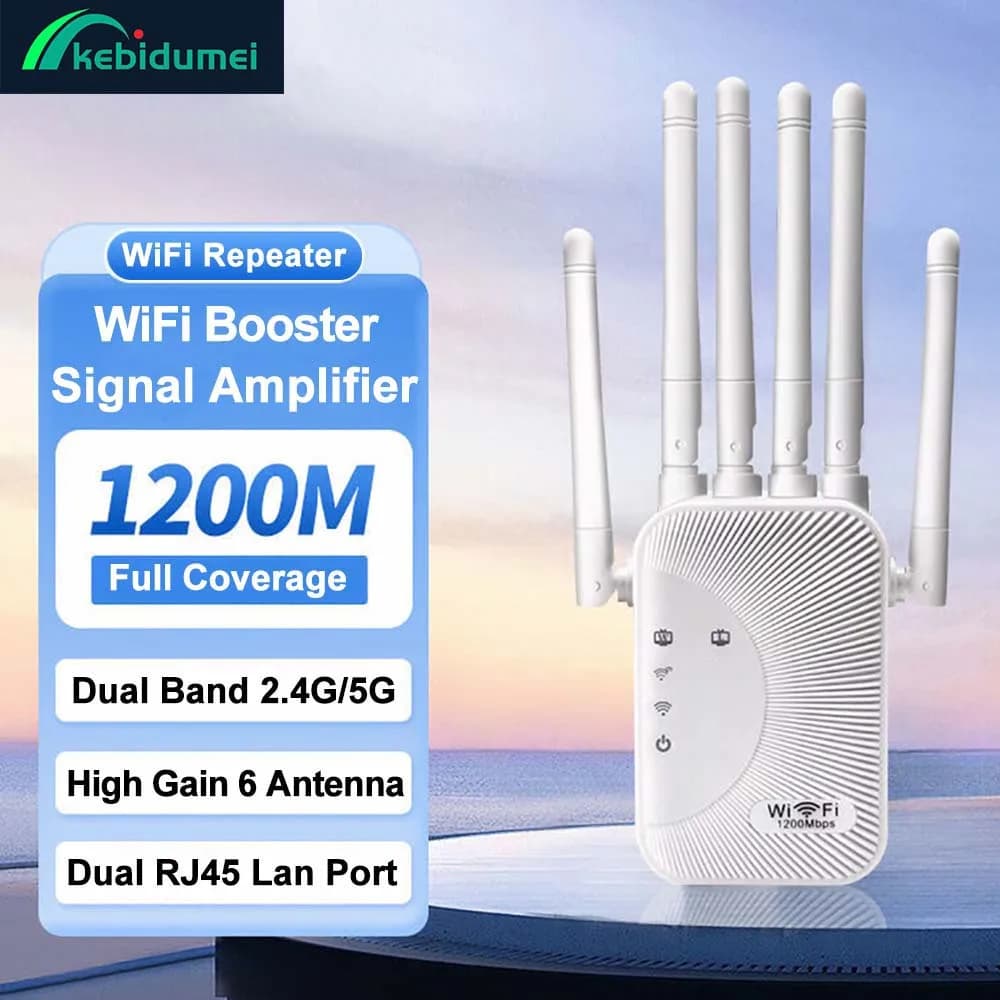 Amplificatore Wi-Fi Dual Band AC1200/AC300 2.4G/5G, Ripetitore di Rete, Estensore di Portata, Router Wireless, Potenziatore di Segnale