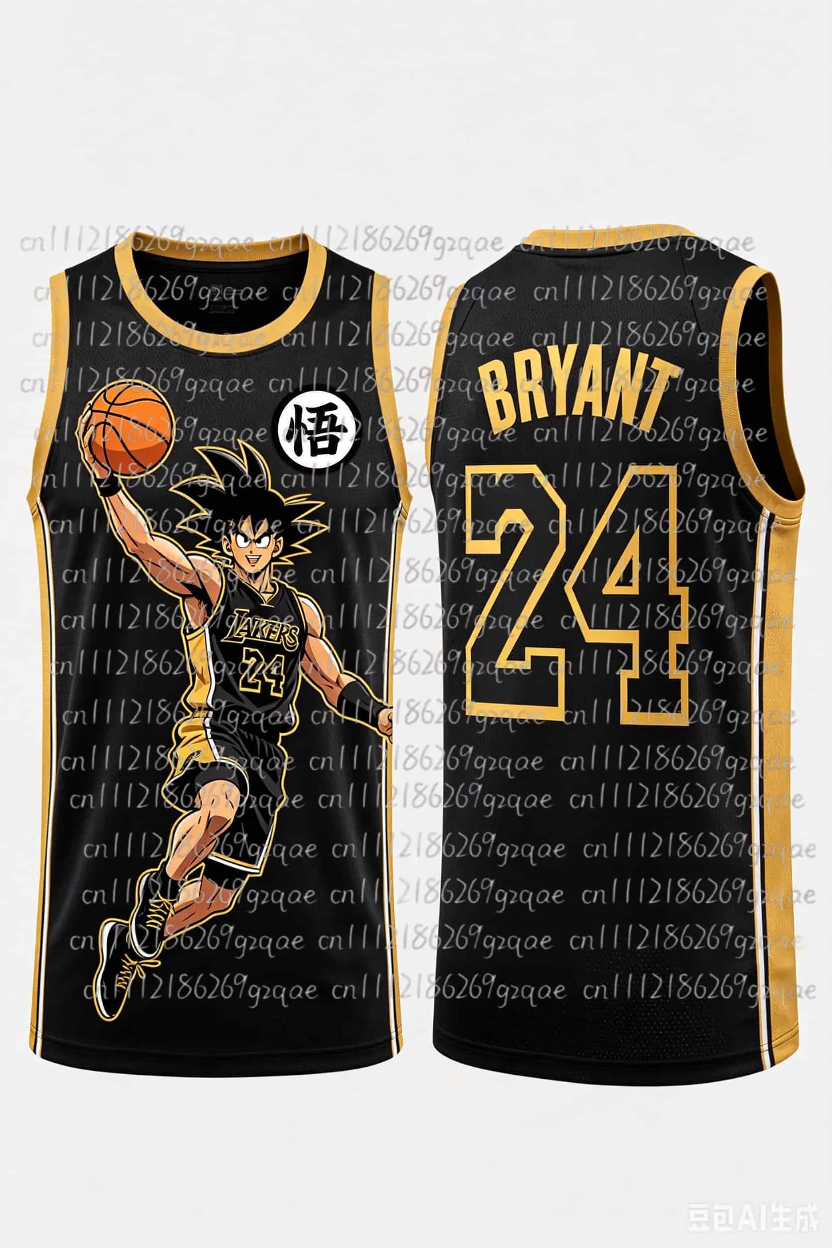 FamilyMatching 2026 Nuovo Bryant # 24 Goku Special Edition Maglia da basket stampata in 3D da uomo, Anime Dragon Ball