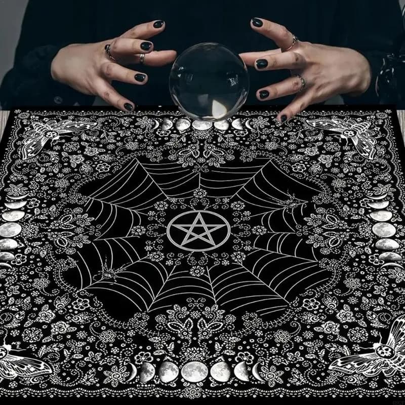 G92F Tarots Tablecloth Altars Cloth Moon Flower Star Astrology Tablecloth Divinations Card Cloth Tapestry Wall Decoration