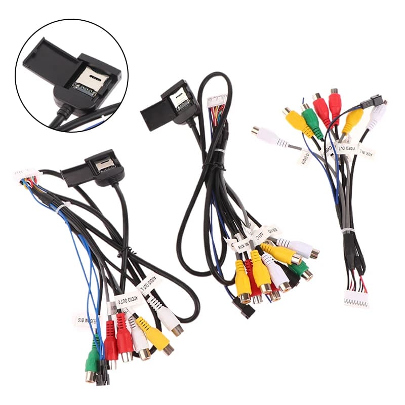 Cavo radio stereo per auto Spina a 20 pin Uscita RCA Cablaggio AUX Connettore di cablaggio con intestazione ventola per navigazione Android ZHANGXUN