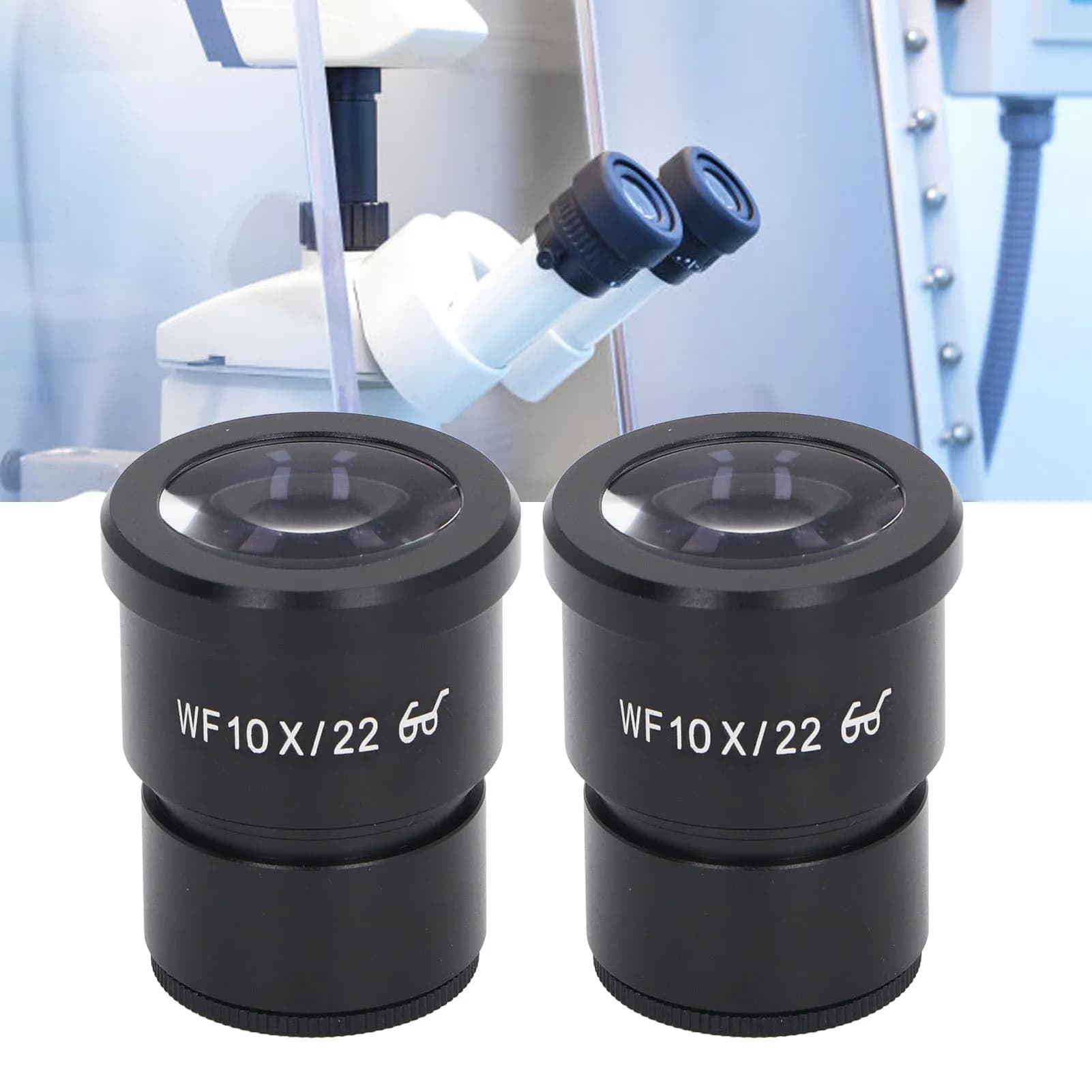 Oculare per microscopio da 2 pezzi 10X oculare biologico grandangolare in lega di alluminio 22mm punto oculare 30mm dimensioni di montaggio