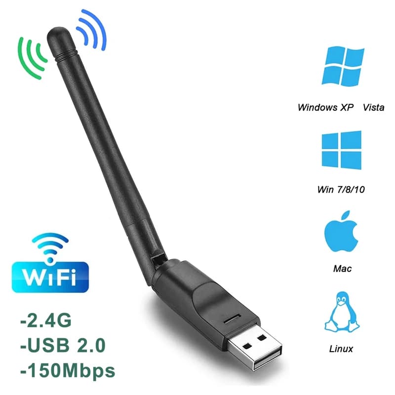Mini USB Wifi Adattatore RTL8188 802.1b/g/n Antenna 150Mbps Ricevitore Wireless Dongle Scheda di Rete Laptop TV SCATOLA Wi-Fi Dongle 2.5Ghz