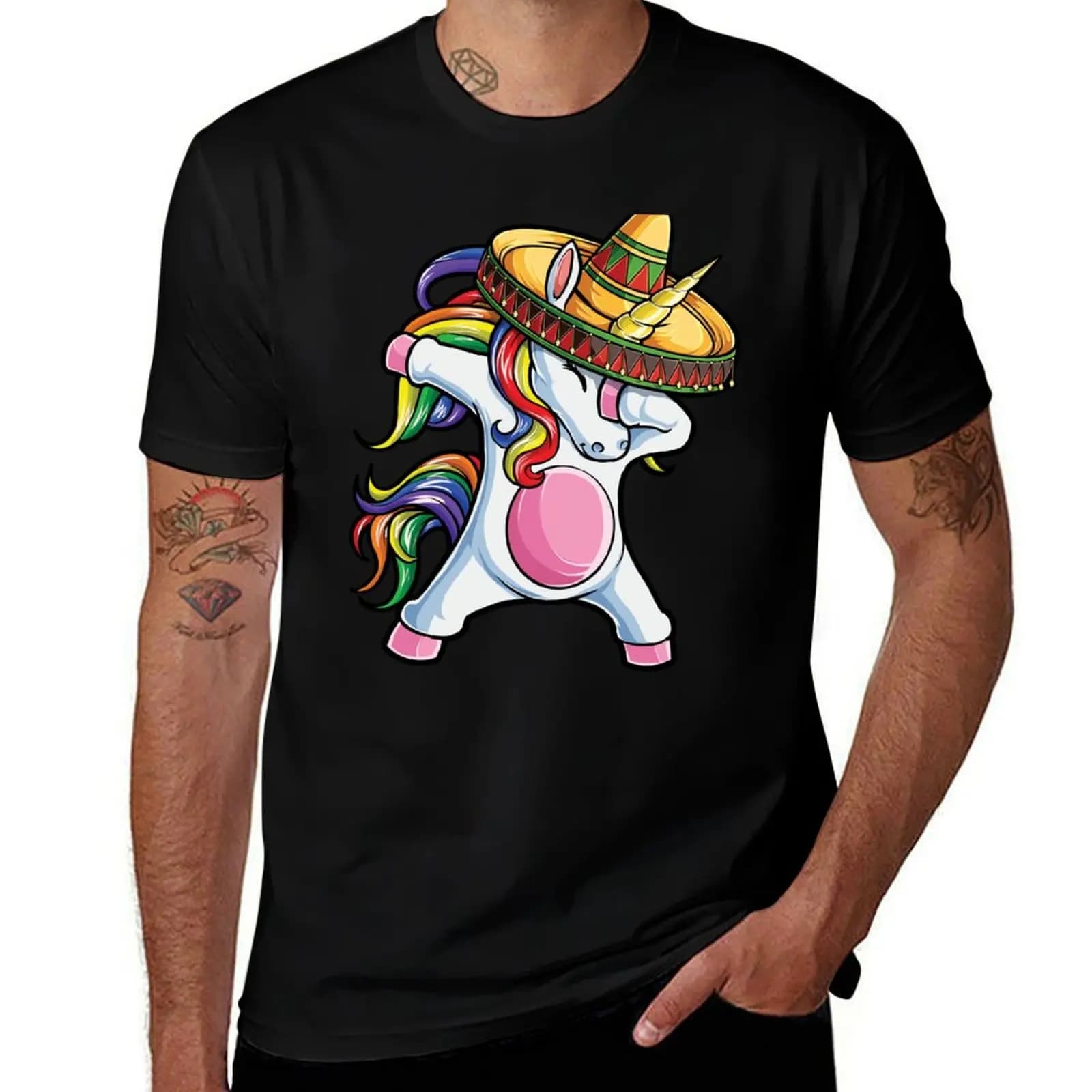 Dabbing Unicorn T shirt Cinco de Mayo Rainbow Sombrero Kids T-Shirt Soft Touch Basic Cotton T-Shirt