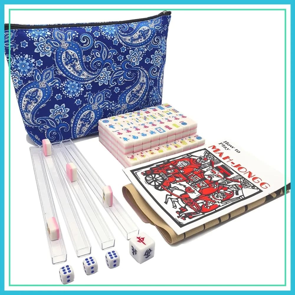 Set di Mahjong Americano Mini con 166 Tessere, Spessore 0,9 Pollici, Set da Gioco con Borsa