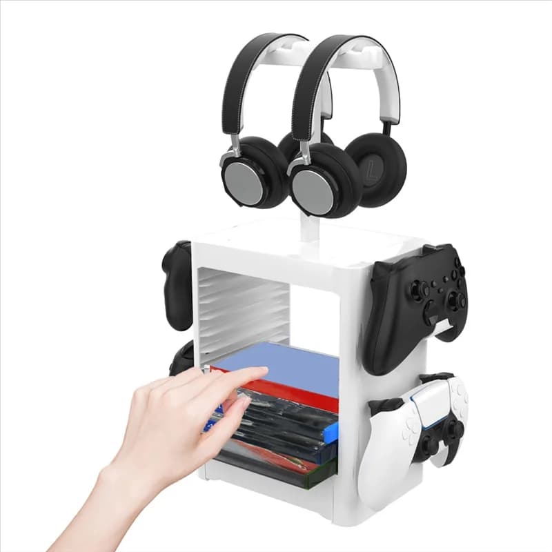 ABMF-Supporto da gioco multifunzionale per Nintendo Switch PS5 / PS4 Supporto per cuffie con disco CD Rack di stoccaggio per la serie
