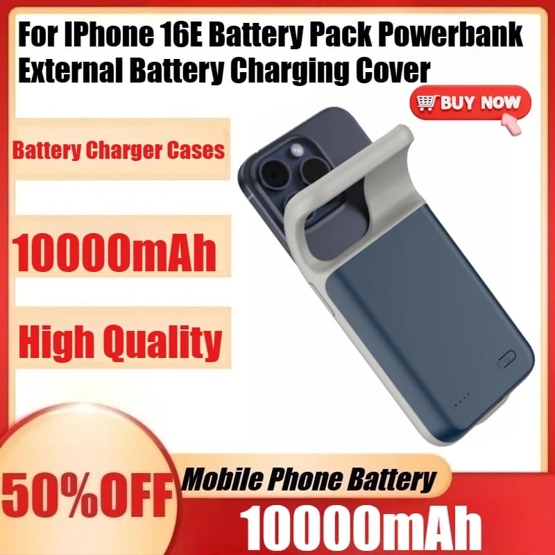 Nuova custodia per caricabatteria intelligente da 10000 mAh per iPhone 16E 16 Pro Max Batteria Powerbank Coperchio di ricarica per batteria esterna
