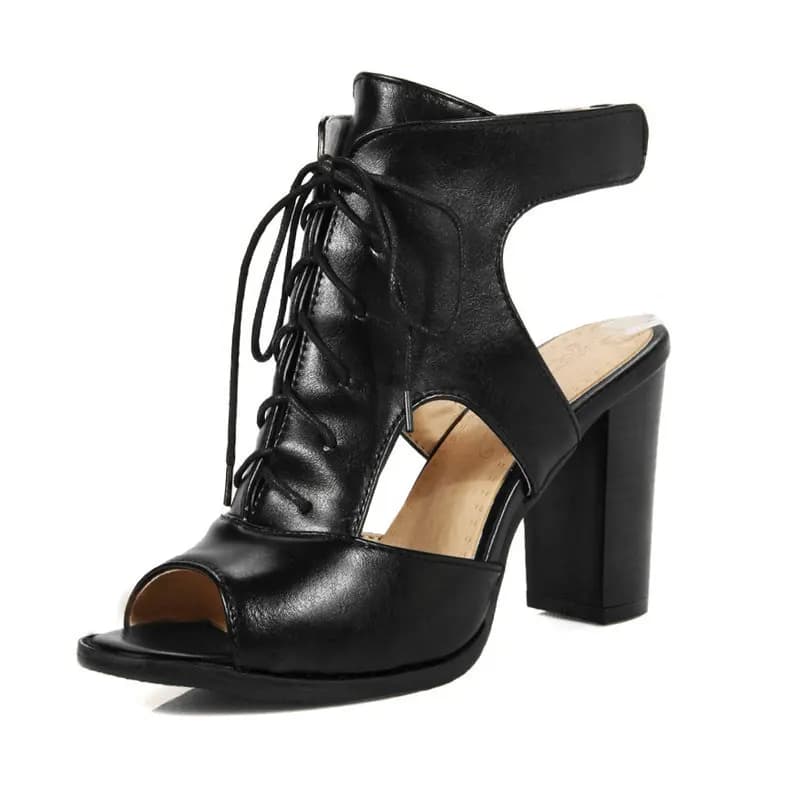 Sandali con Tacco Alto da Donna, Taglia Grande 46 47 48 49 50 51 52, Peep Toe Sexy con Lacci Incrociati, Tacco a Blocco e Retro Aperto