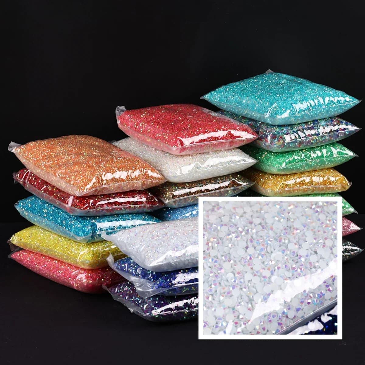 2MM 3MM 4MM 5MM 6MM Jelly AB Resina Fissaggio a freddo Strass Parte posteriore piatta Adatto per realizzare bottiglie d'acqua con diamanti