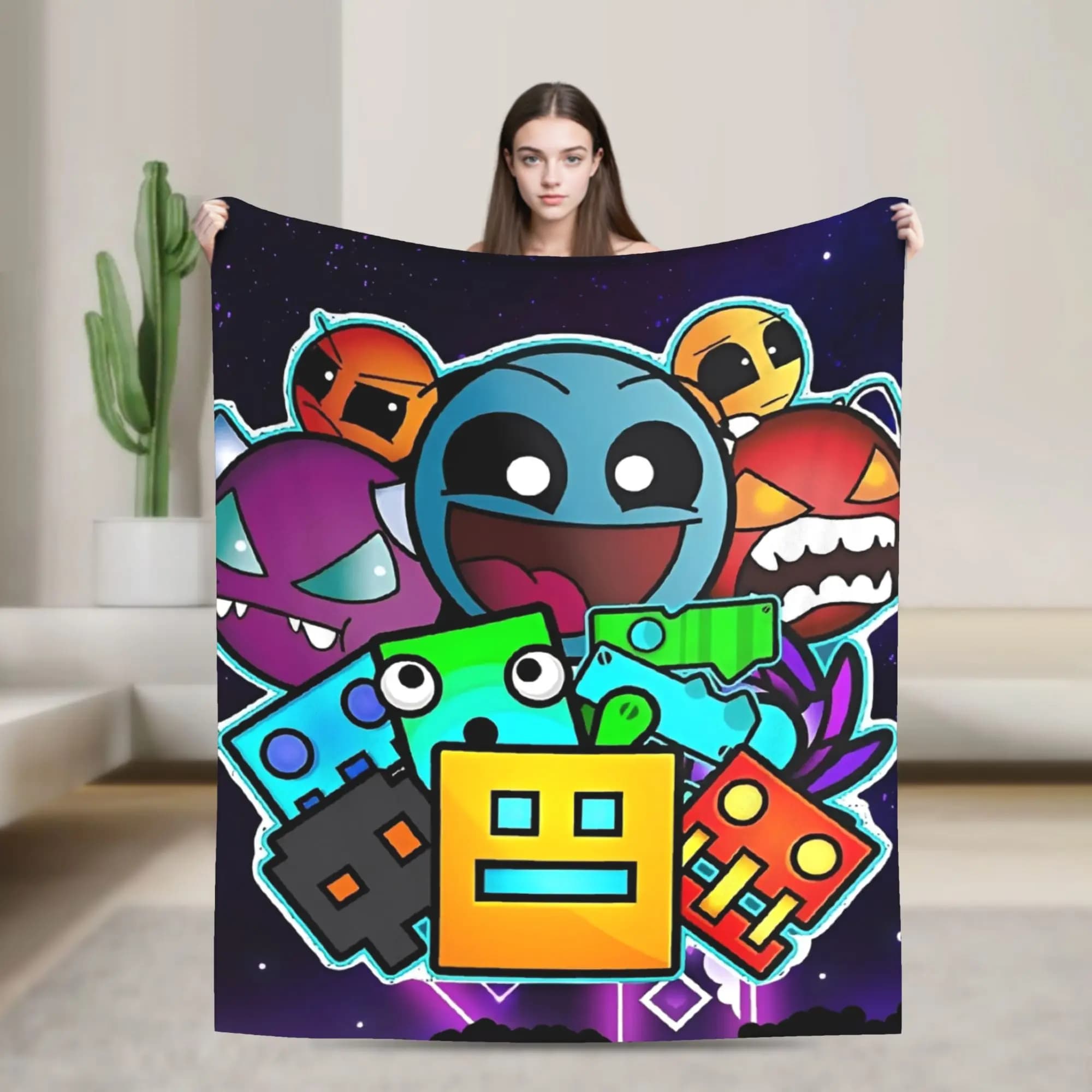Geometry Gaming Dashed Flannel Blanket Soft Warm Throw Blanket for Living Room Travel Office Novelty Bedspread Sofa Bed Cover