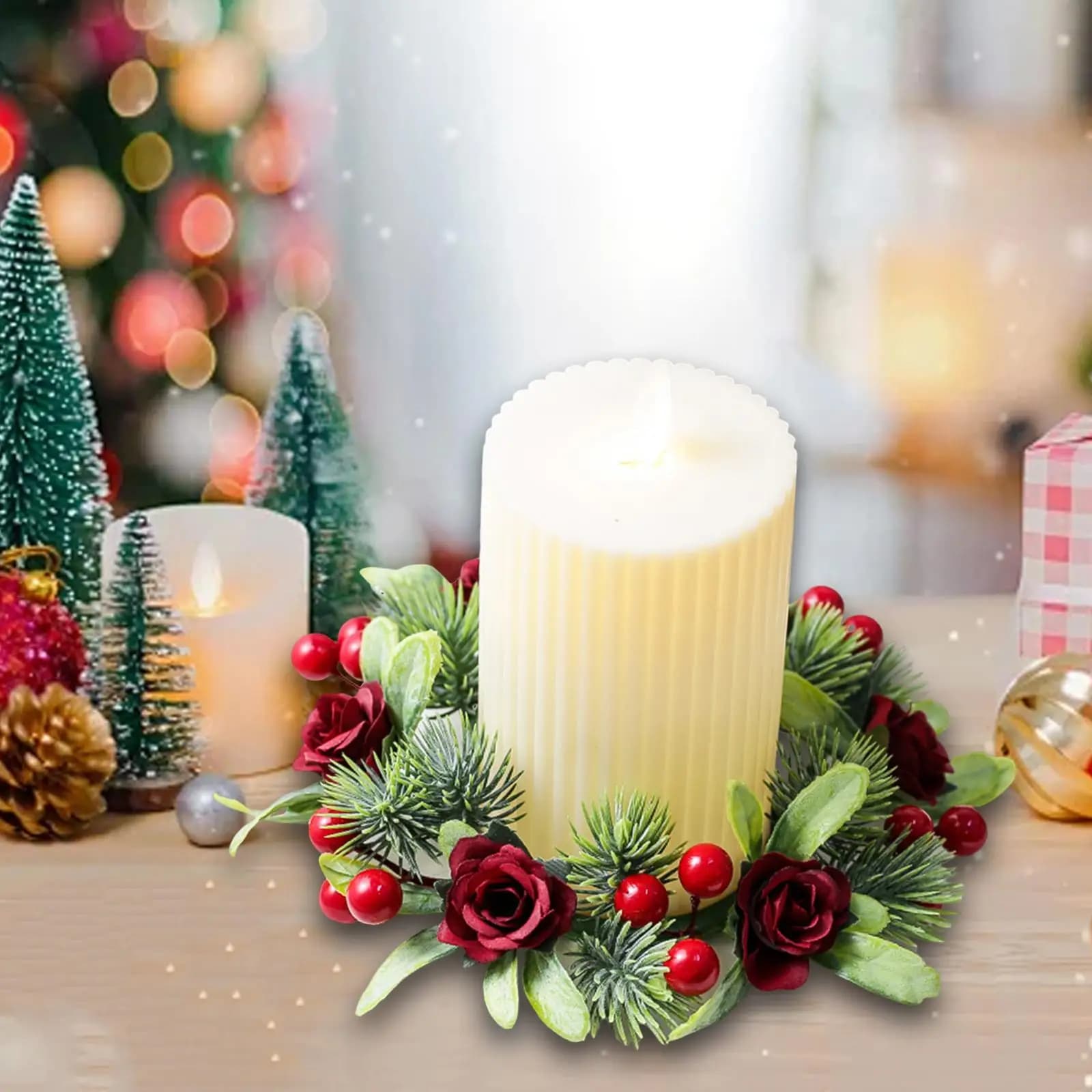Christmas candle holder, Kitchen furniture garland, Window center, Dinner, Party, Bedroom Decoration