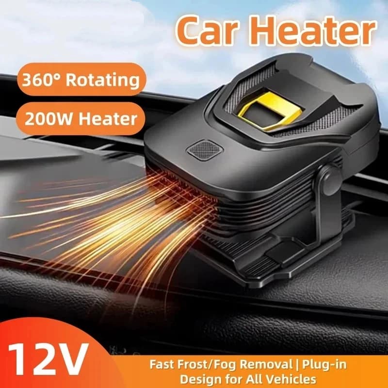 Nuovo Riscaldatore e Sbrinatore per Auto 2-in-1 12V 200W 360 ° Riscaldatore Portatile Rotante per Parabrezza, Rimozione Rapida di Gelo e Nebbia per Tutti i Veicoli