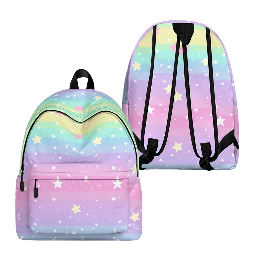 Dreamy Gradient Star Printed Backpack Pencil Bags Adjustable Straps Galaxy Lightweight School Bag Travel Teens Students Sets