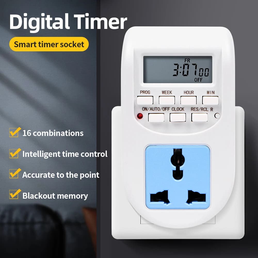 Timer Elettronico Intelligente 220V, Interruttore Orario Settimanale Programmabile, Presa EU per Controllo Temporizzato in Cucina e Casa
