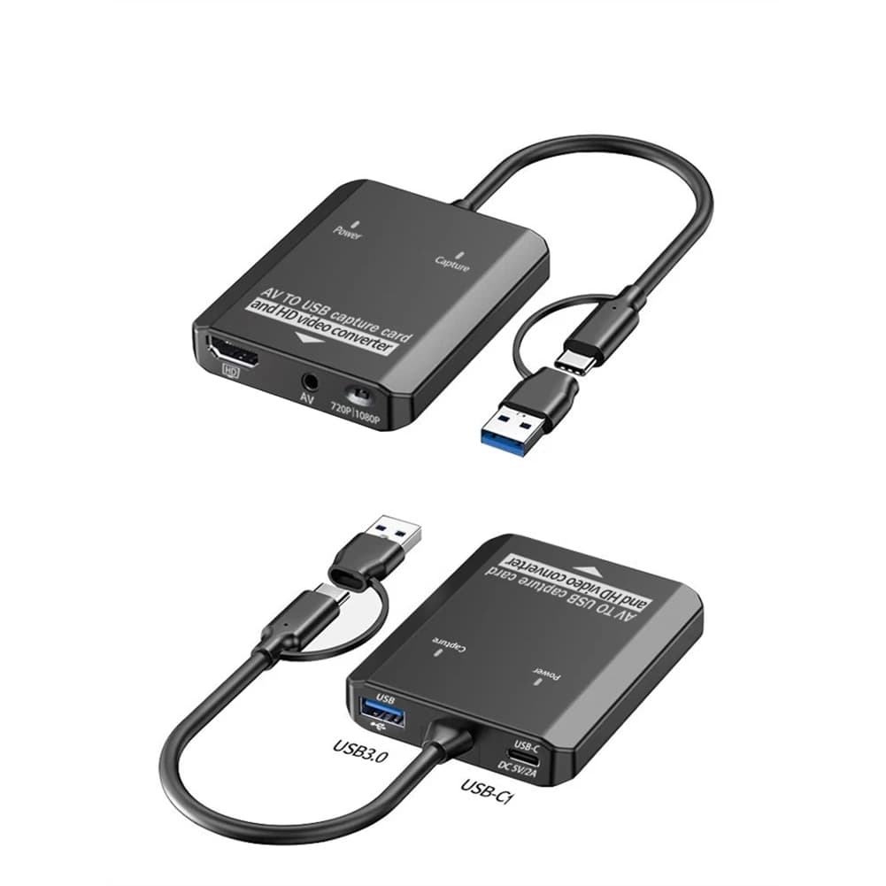 Scheda di acquisizione video USB Convertitore da VHS a digitale per adattatore da RCA a HDTV per VCR/AV/PS2/Wii per Windows Mac AV a HDTV