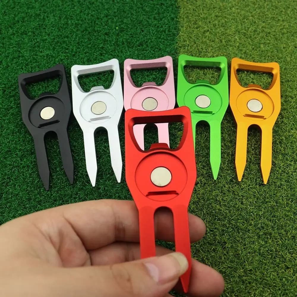6-in-1 Golf Ball Fork Multi-functional Magnetic Golf Fork Marker Creative Detachable Golf Groove Cleaner Golfer Gift Box