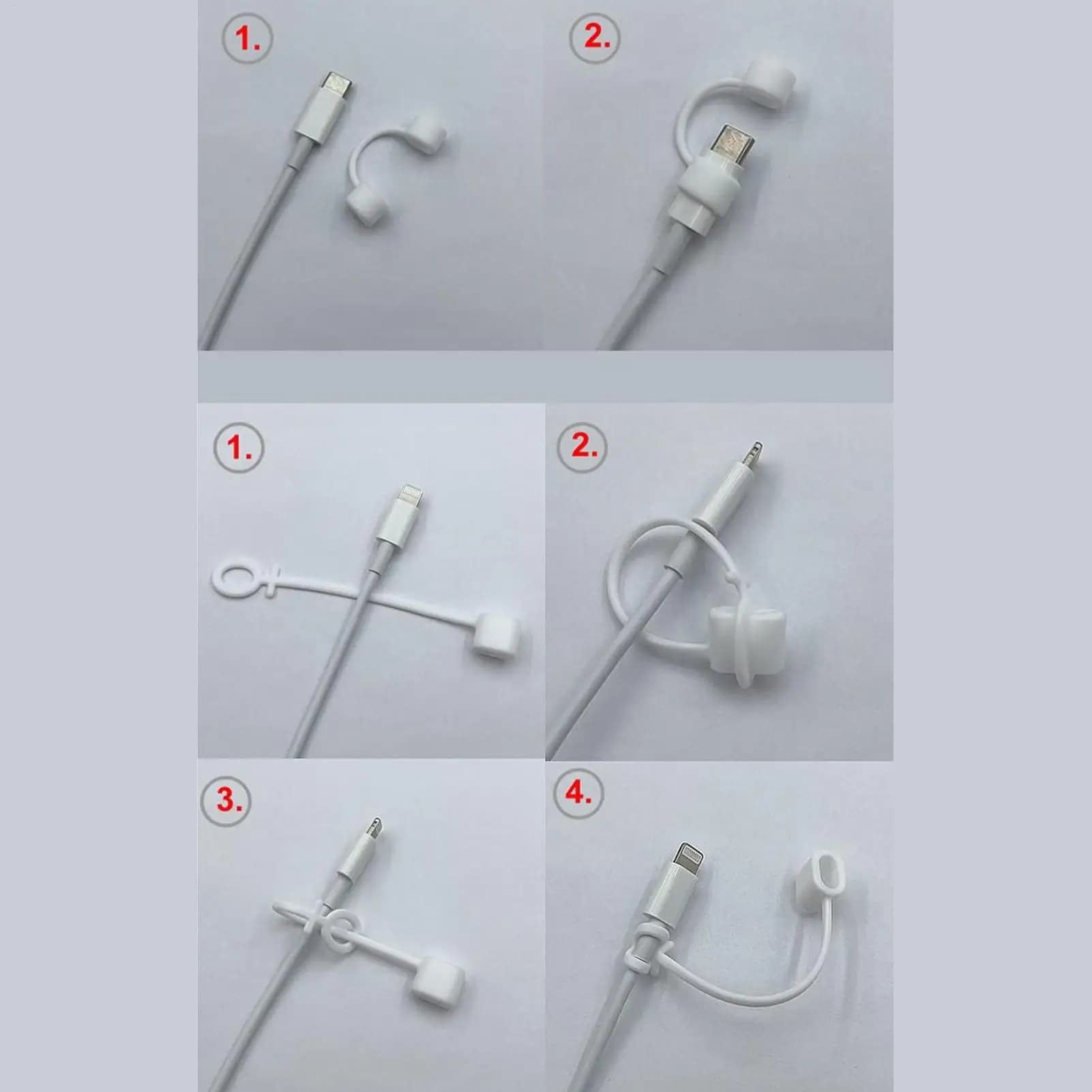 Supporto per adattatore per cavo di ricarica 4 pezzi Adattatore per caricabatterie Tether Copertura anti-smarrimento Custodia per convertitore per cavo in silicone per i viaggi