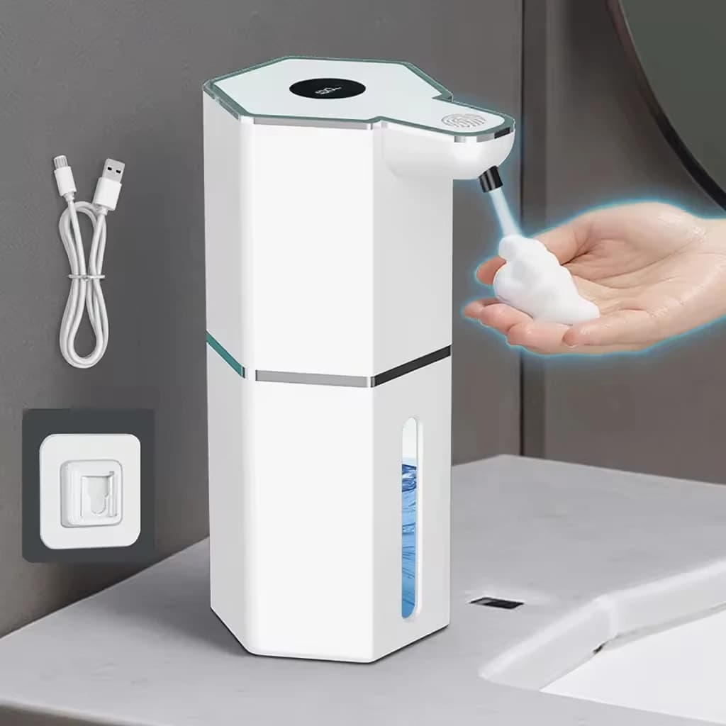 Dispenser automatico di sapone Dispenser di sapone schiumogeno liquido a 4 livelli da 360 ml Dispenser automatico di sapone con ricarica a batteria lunga senza foratura