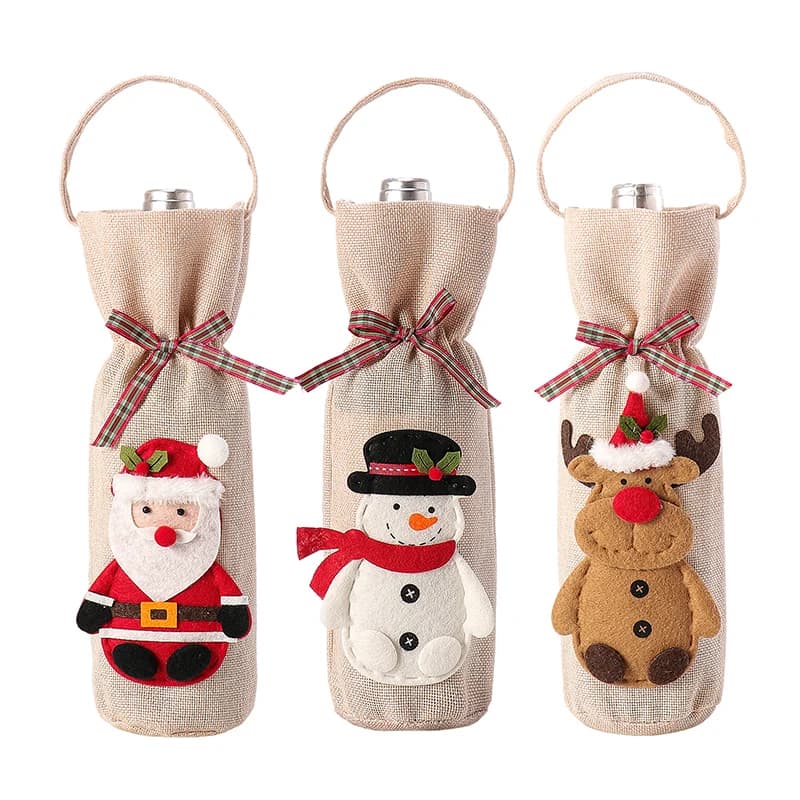 Borsa regalo riutilizzabile per bottiglie di vino Decorazioni per feste di Natale Copertine per bottiglie di vino per le vacanze di compleanno di matrimoni di Natale