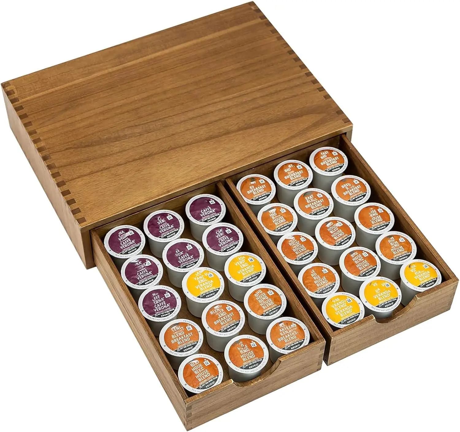 Coffee Pod Storage Drawer Wooden Capsule Organizer Box K Cup Holder Display Stand Rack for Coffee Maker Base Counter