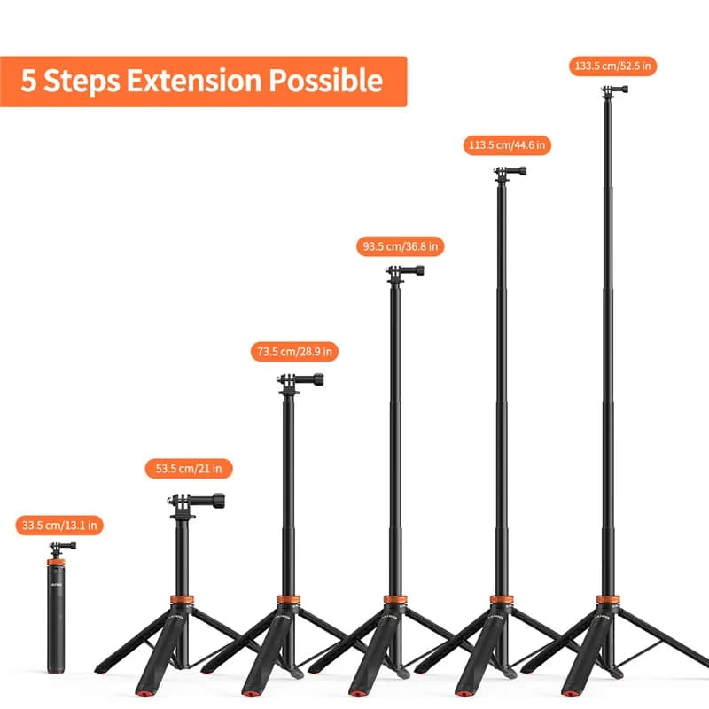 VRIG TP-03 130cm Selfie Stick tripod for Insta360 X3 X2 GoPro Max Hero 12 11 10 9 phone extendable tripod for iPhone Samsung