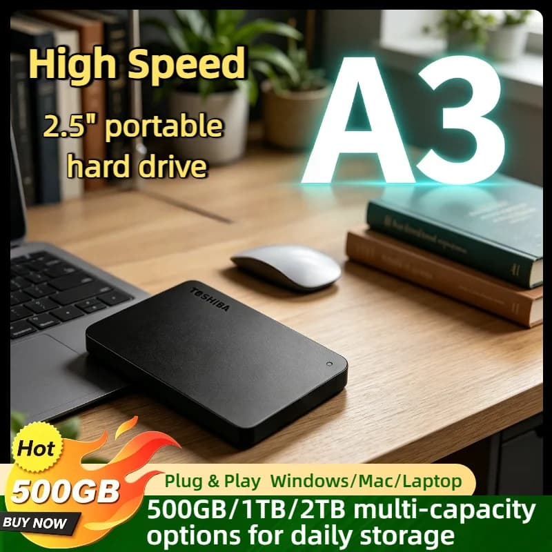500GB 1TB 2TB OEM For Toshiba A3 USB 3.0 Expansion External HDD 2.5 Inch Portable Hard Disk Drive Box Storage Compact Pro