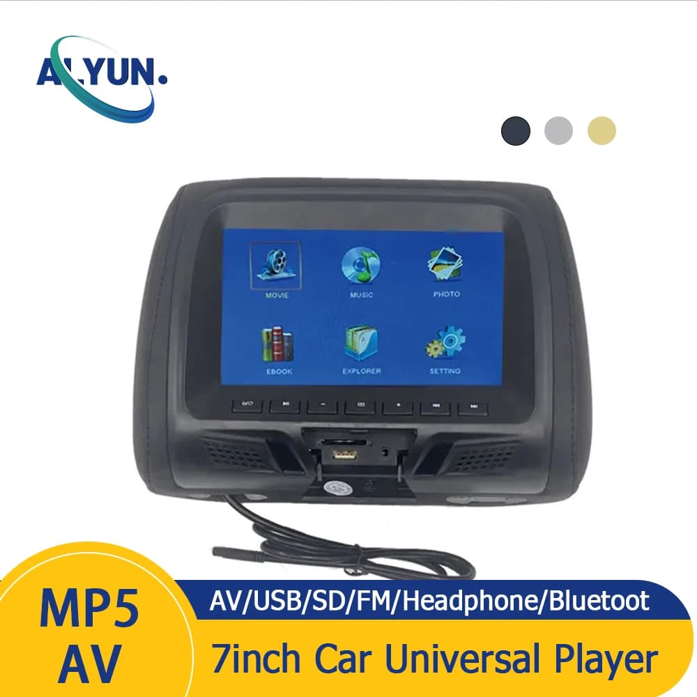 Universal Car Headrest Monitor 7 Inch LCD Screen Back Seat Bearing for MP4 MP5 DVD Player AV/USB/SD/FM/Cuffia/Bluetooth Support