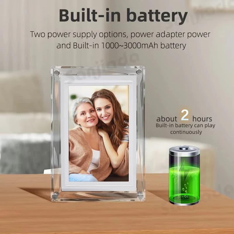 Cornice Digitale IPS da 7 Pollici con Luce Ambientale LED Sincronizzata con la Musica, Rotazione Automatica, Riproduzione Video/Foto 4GB, Spina USA - A32R