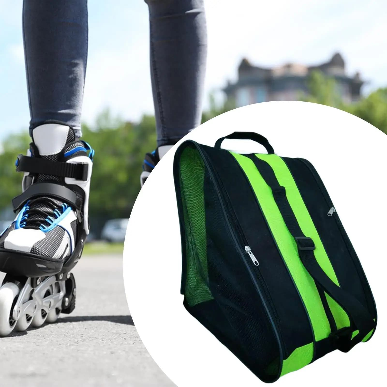 Borsa per pattini a rotelle Borsa per pattinaggio su ghiaccio Custodia in tessuto Oxford Borsa per scarpe da pattinaggio Borsa per trasporto pattini per pattini in linea Viaggi sportivi